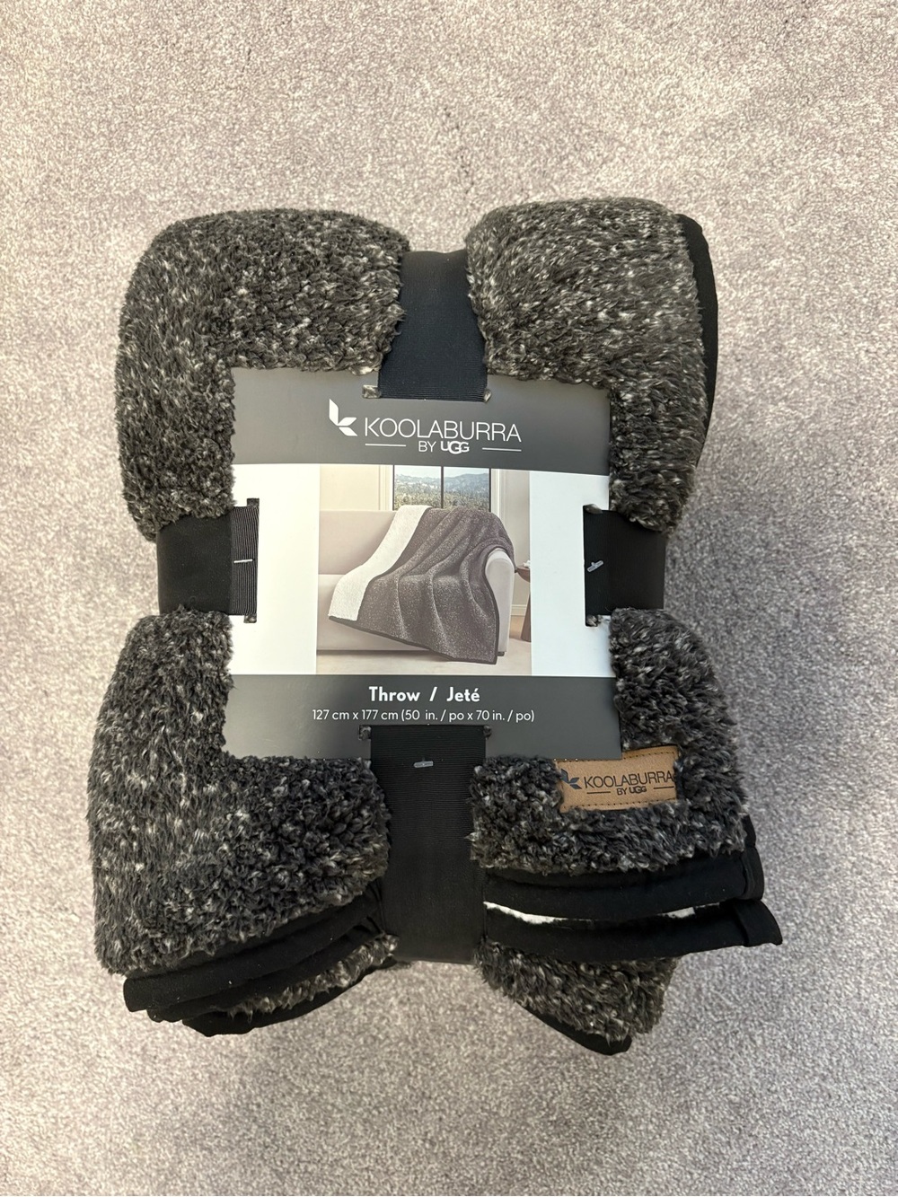 Koolaburra by UGG Plush Black and Grey Throw